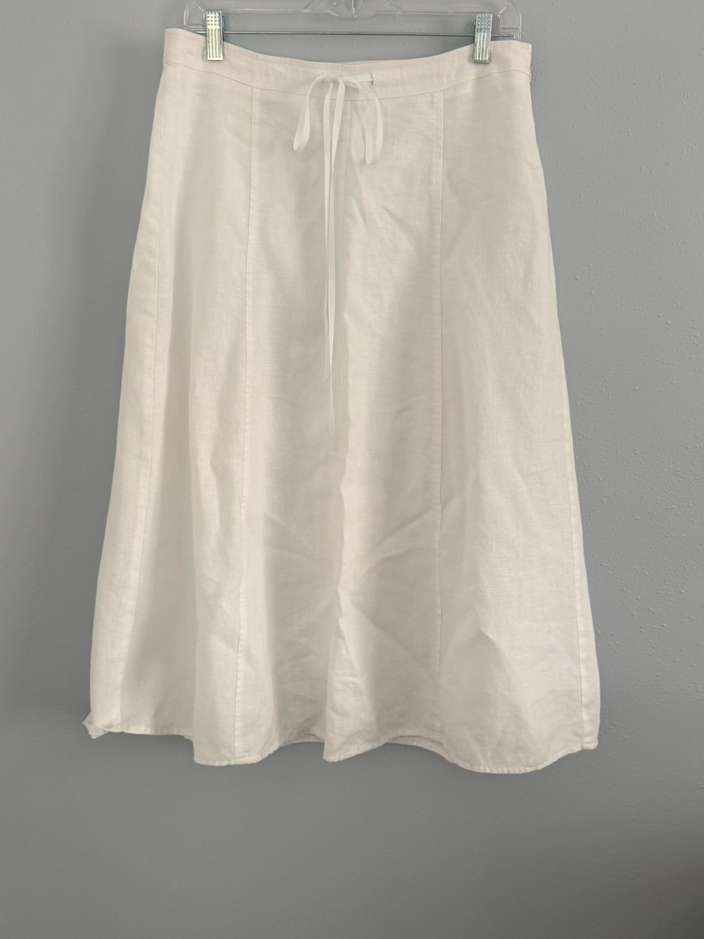 Simons White A-Line Linen-Blend Skirt with Drawstring Waist